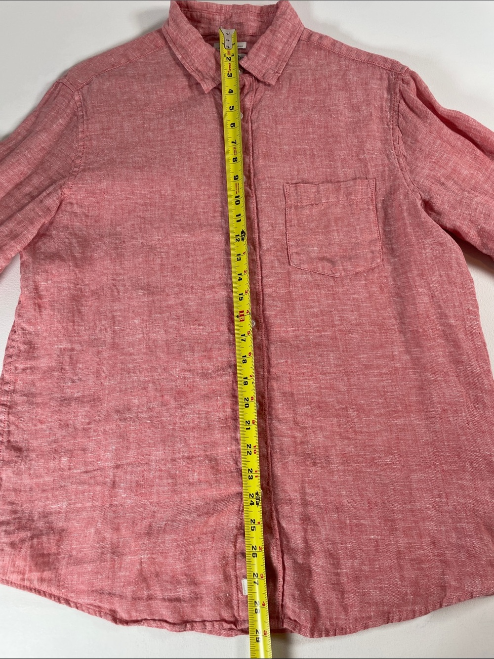 Caribbean Joe Red 100% Linen Long Sleeve Button Up Men’s Shirt Large - Picture 10 of 11